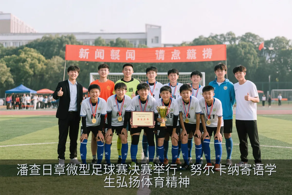 学生足球队赛后合影与颁奖活动
